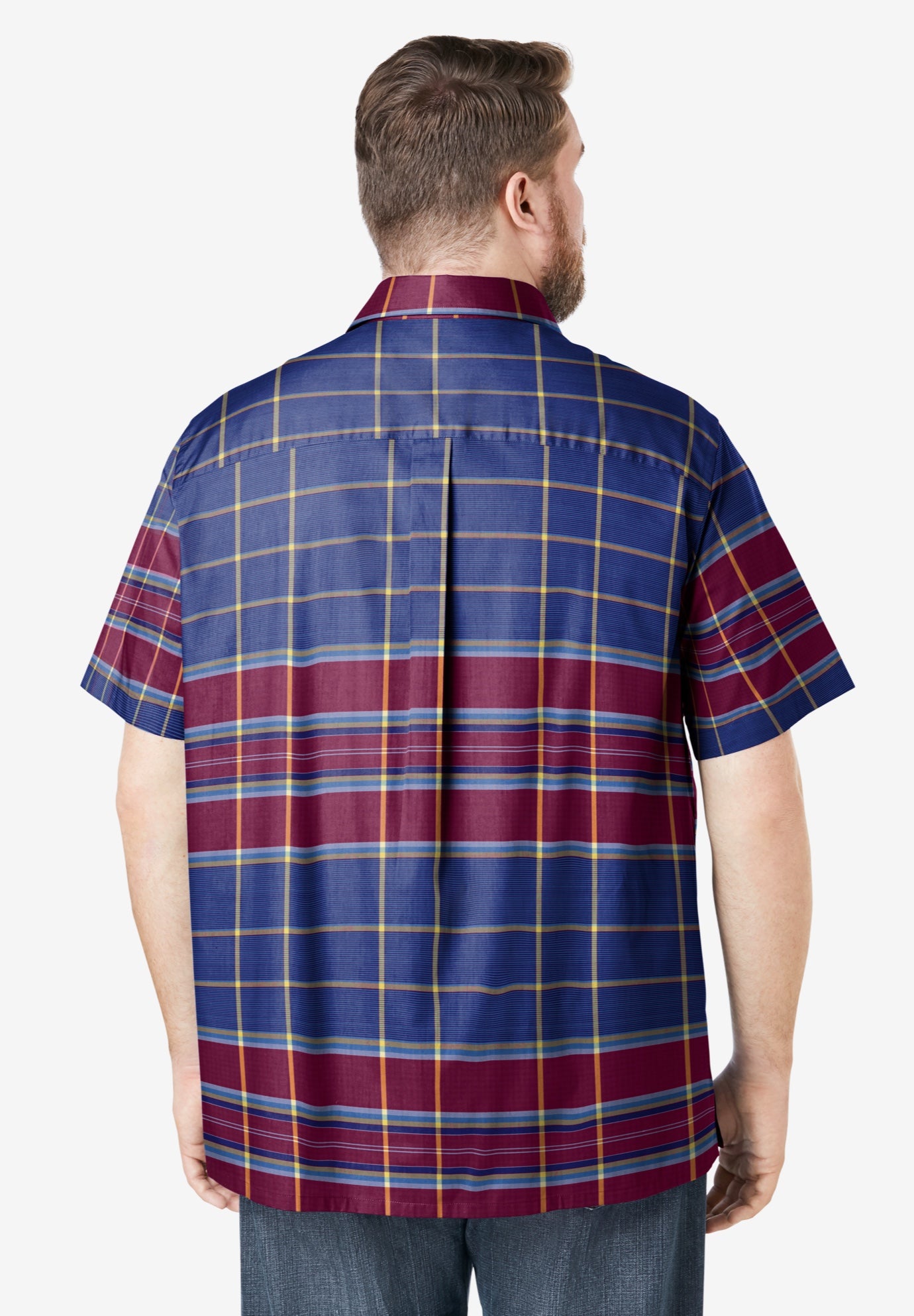 Plaid Wrinkle-Resistant Short Sleeve Button Down image number 2
