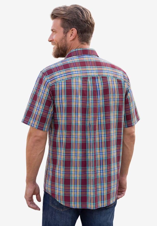 Plaid Wrinkle-Resistant Short Sleeve Button Down image number 1