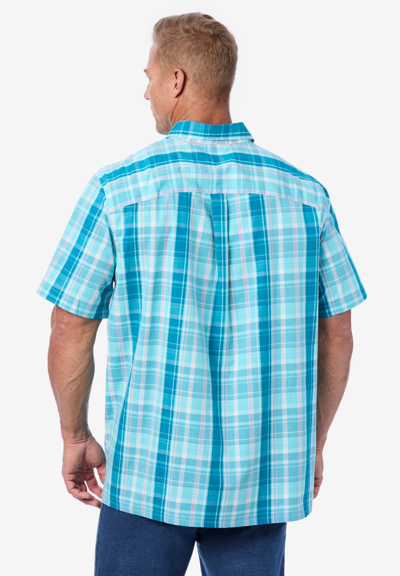 Plaid Wrinkle-Resistant Short Sleeve Button Down image number 3