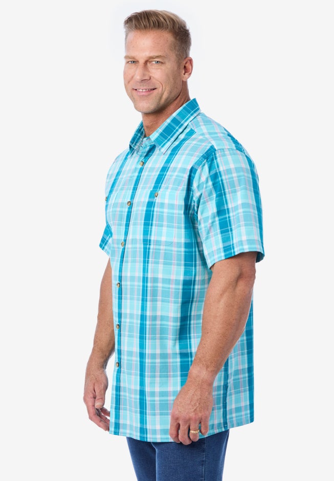 Plaid Wrinkle-Resistant Short Sleeve Button Down image number 4