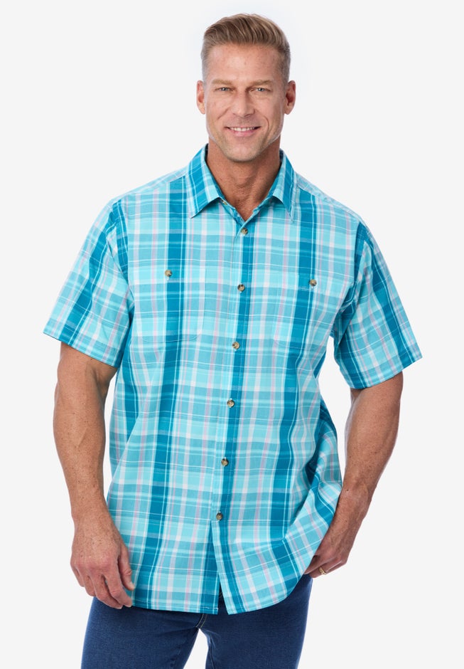 Plaid Wrinkle-Resistant Short Sleeve Button Down image number 2