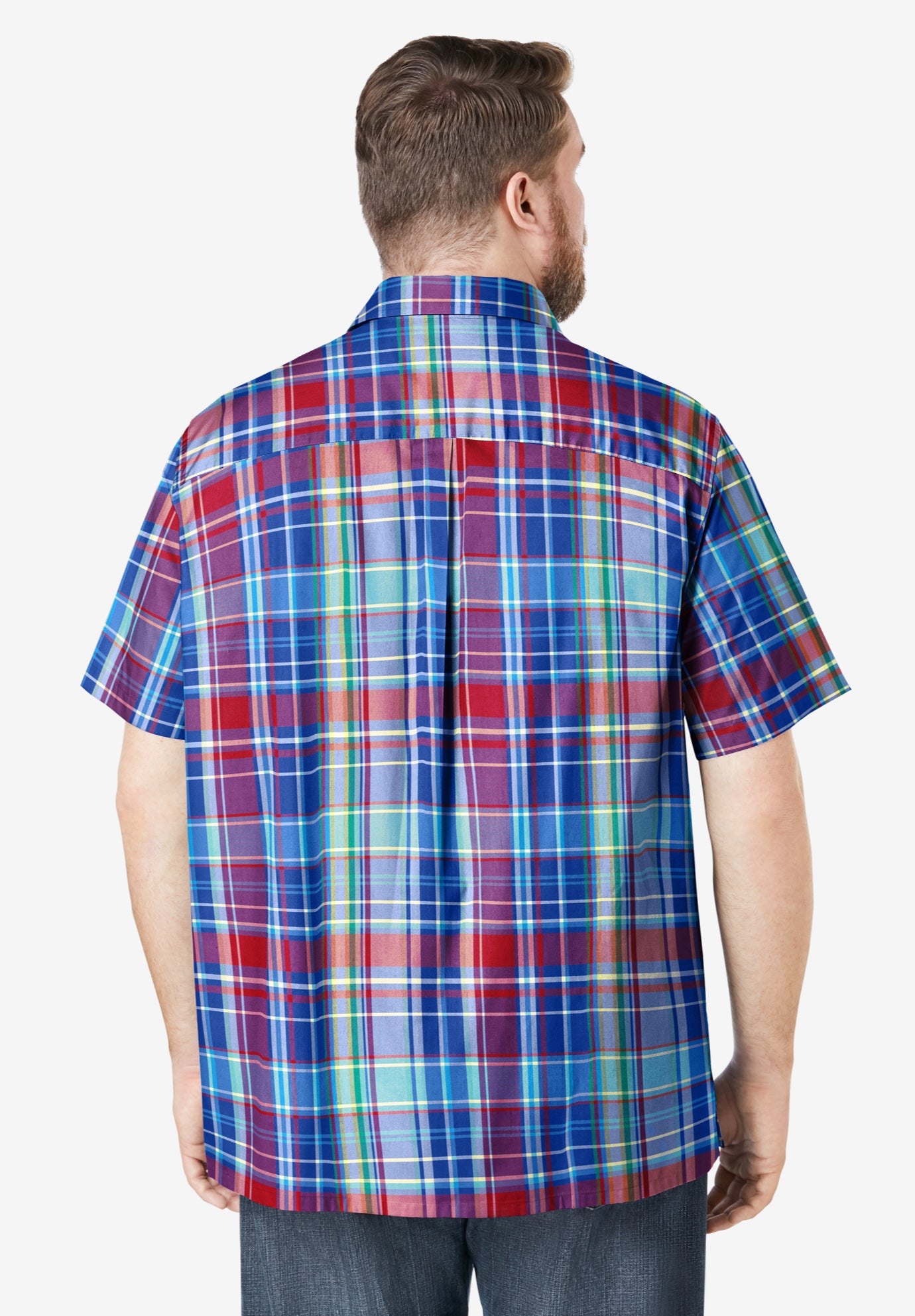 Plaid Wrinkle-Resistant Short Sleeve Button Down image number 2
