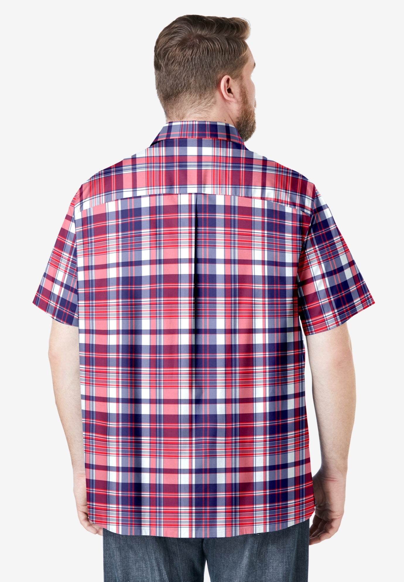 Plaid Wrinkle-Resistant Short Sleeve Button Down image number 4
