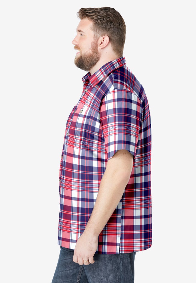 Plaid Wrinkle-Resistant Short Sleeve Button Down image number 3