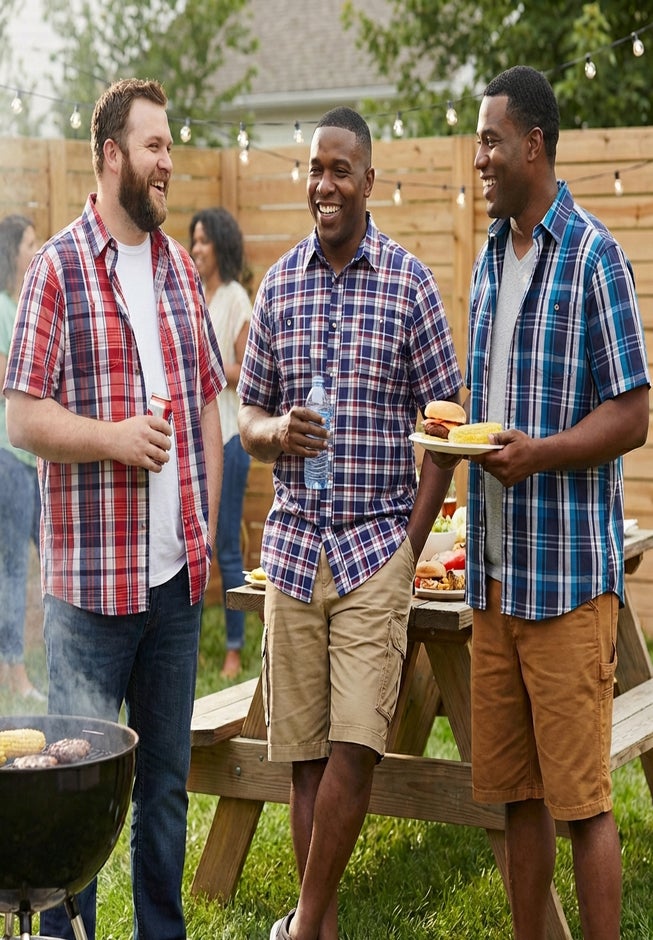 Plaid Wrinkle-Resistant Short Sleeve Button Down image number 3