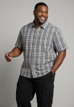 Plaid Wrinkle-Resistant Short Sleeve Button Down