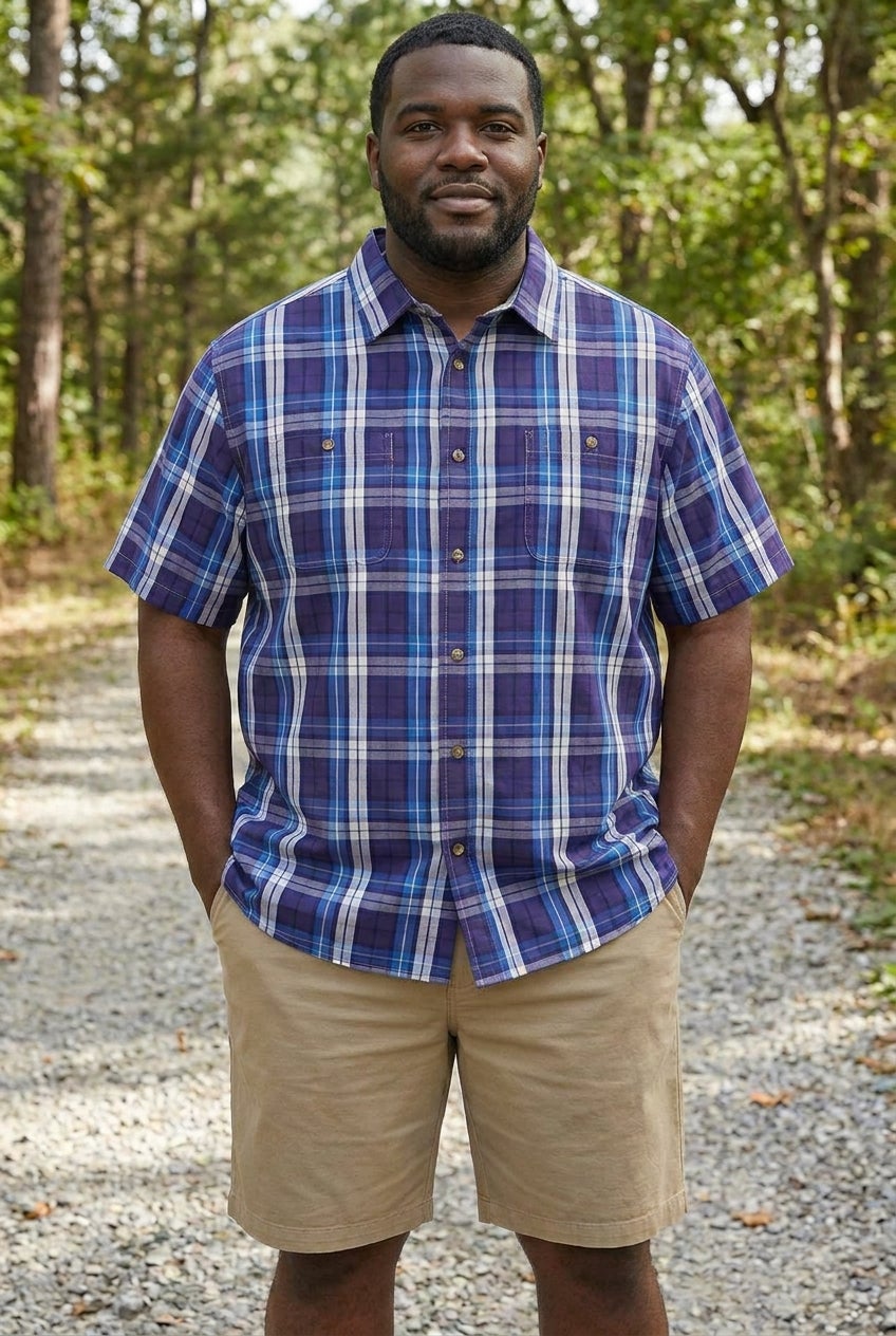 Plaid Wrinkle-Resistant Short Sleeve Button Down image number 0