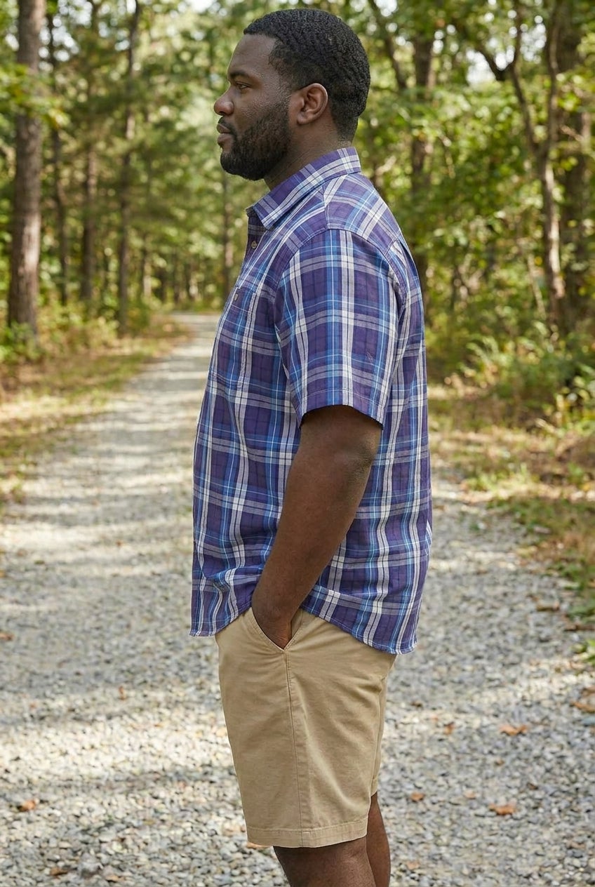 Plaid Wrinkle-Resistant Short Sleeve Button Down image number 2