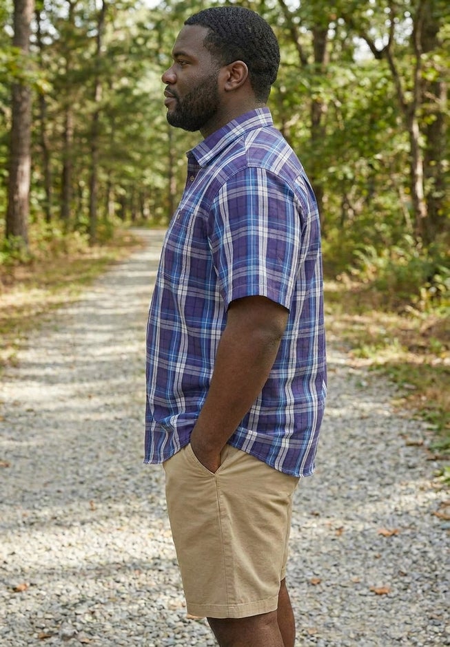Plaid Wrinkle-Resistant Short Sleeve Button Down image number 2