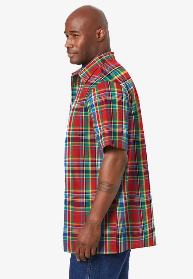 Plaid Wrinkle-Resistant Short Sleeve Button Down image number 3