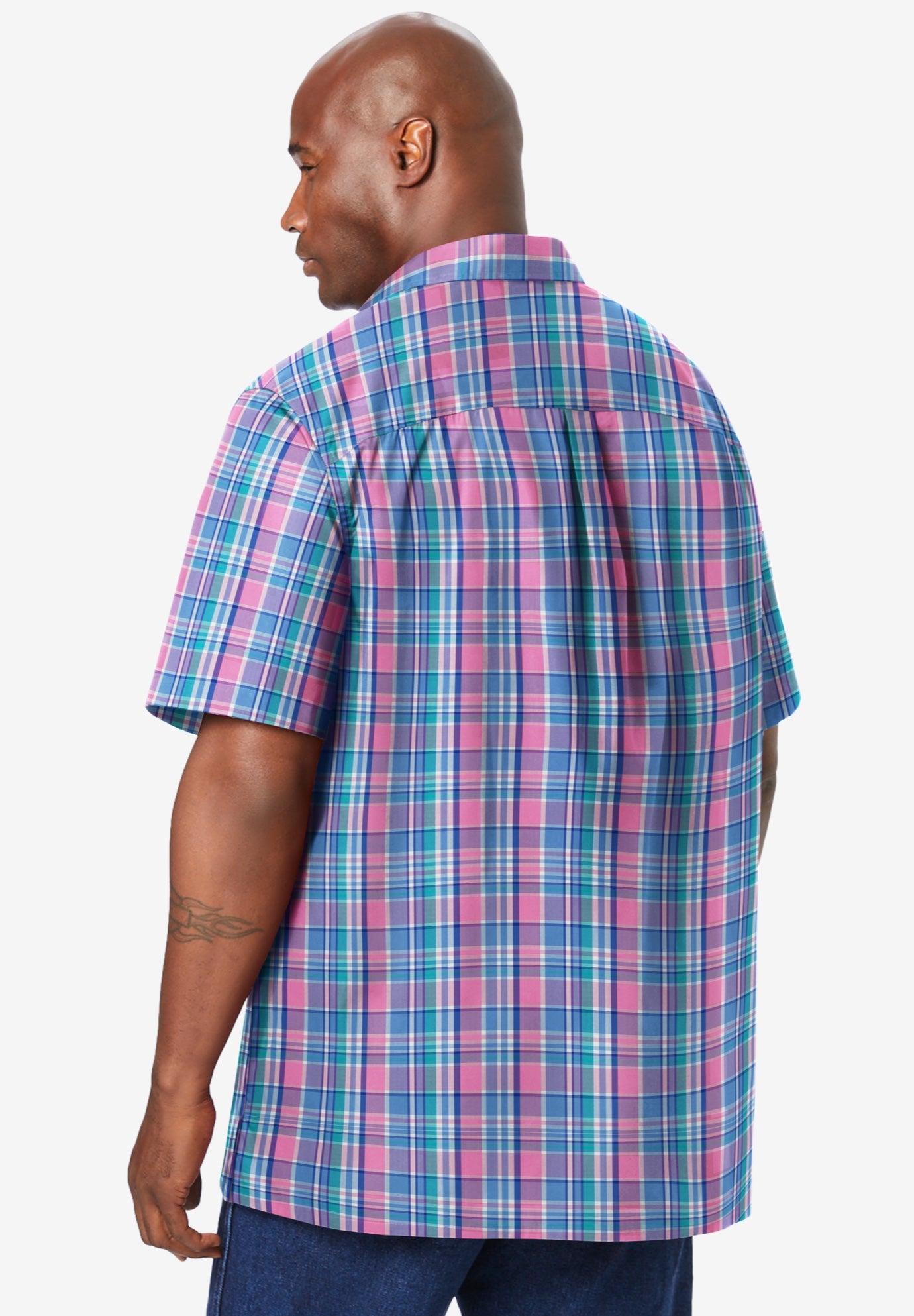 Plaid Wrinkle-Resistant Short Sleeve Button Down image number 2