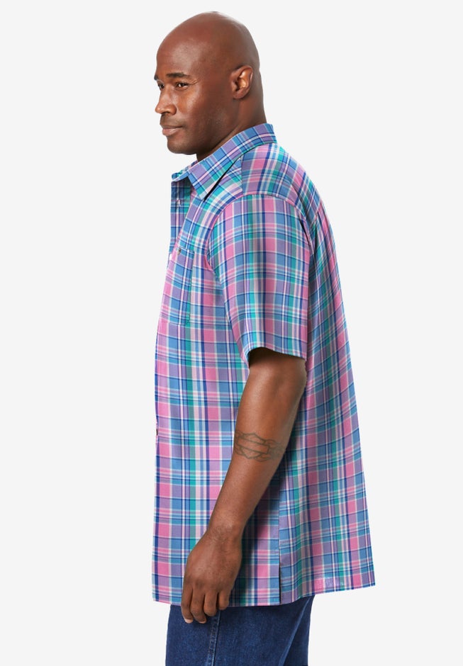 Plaid Wrinkle-Resistant Short Sleeve Button Down image number 3