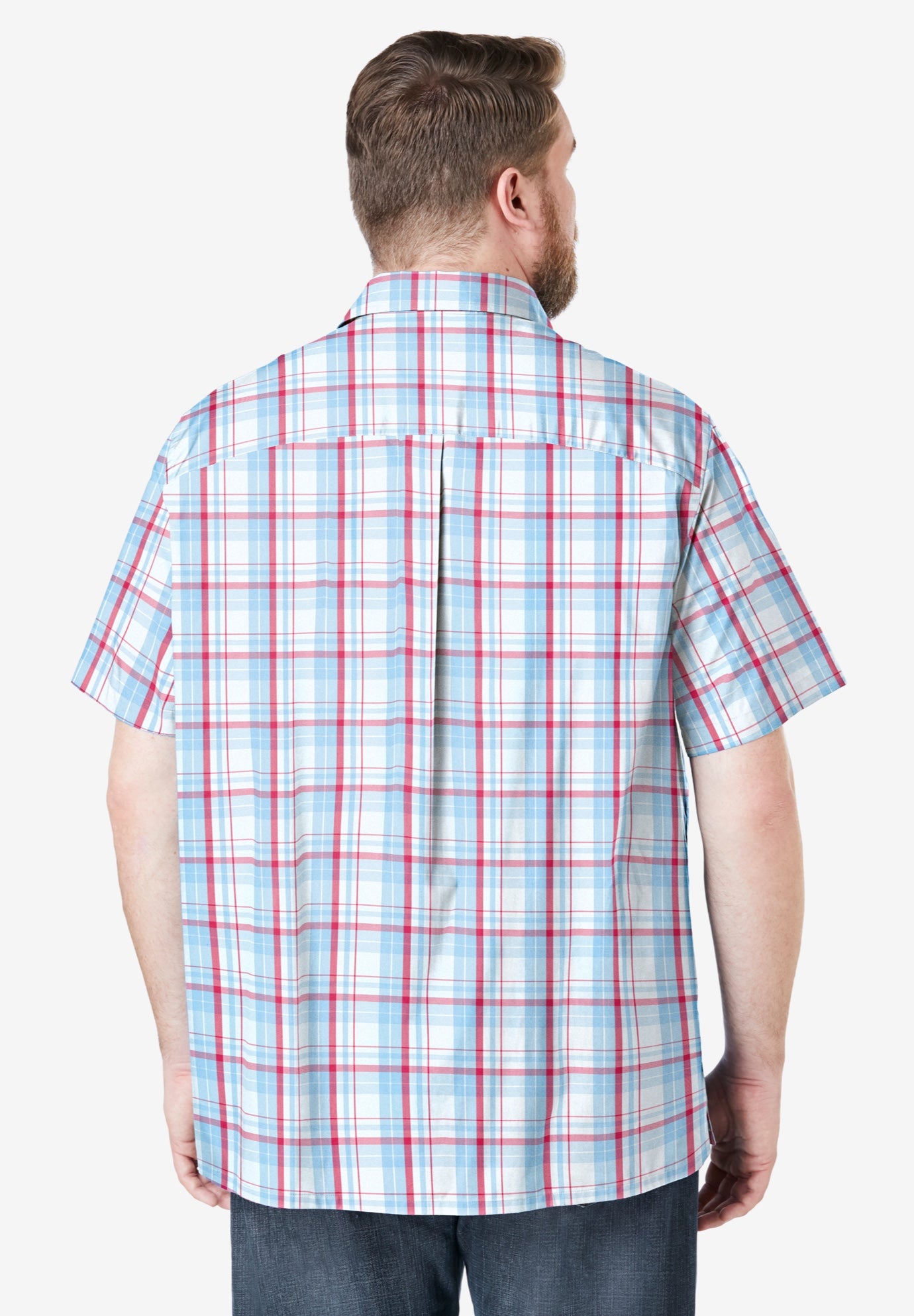 Plaid Wrinkle-Resistant Short Sleeve Button Down image number 1