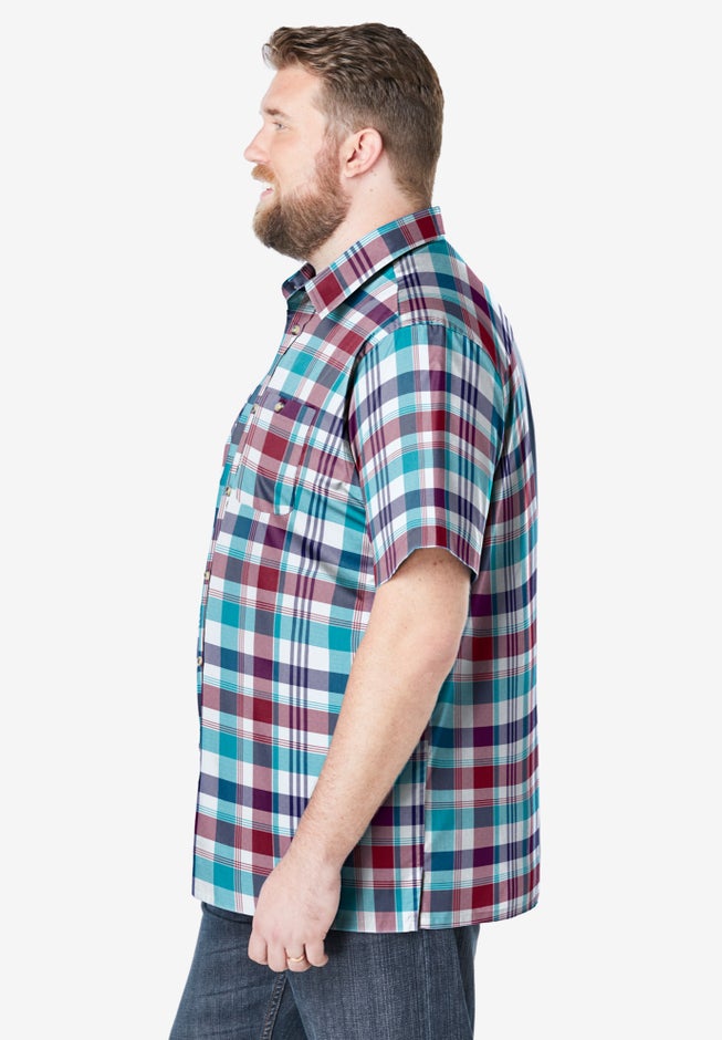 Plaid Wrinkle-Resistant Short Sleeve Button Down image number 3