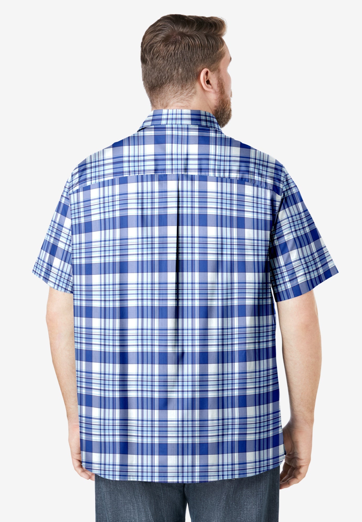 Plaid Wrinkle-Resistant Short Sleeve Button Down image number 3