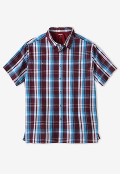 Plaid Wrinkle-Resistant Short Sleeve Button Down