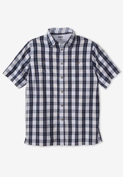 Plaid Wrinkle-Resistant Short Sleeve Button Down
