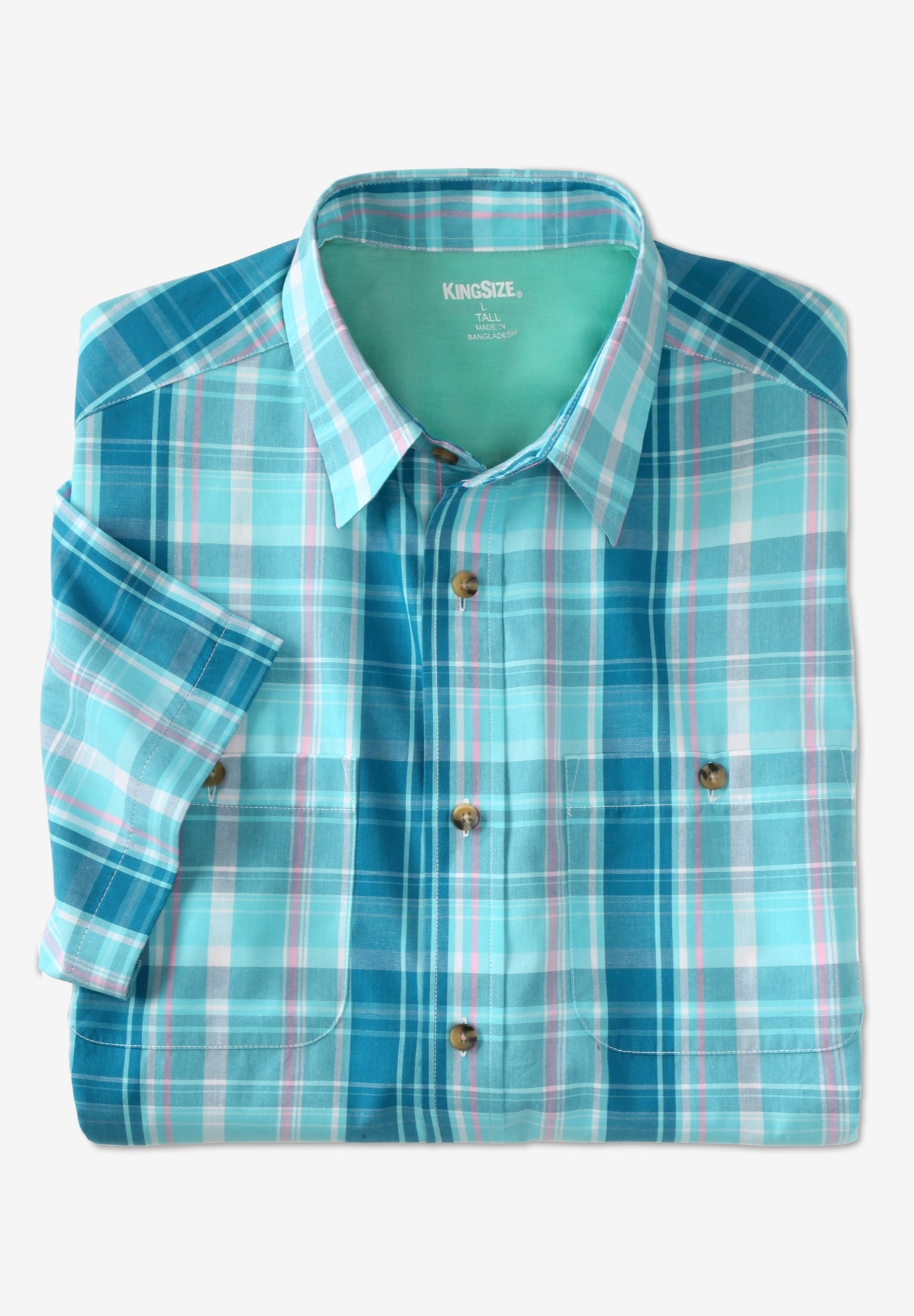 Plaid Wrinkle-Resistant Short Sleeve Button Down image number 0