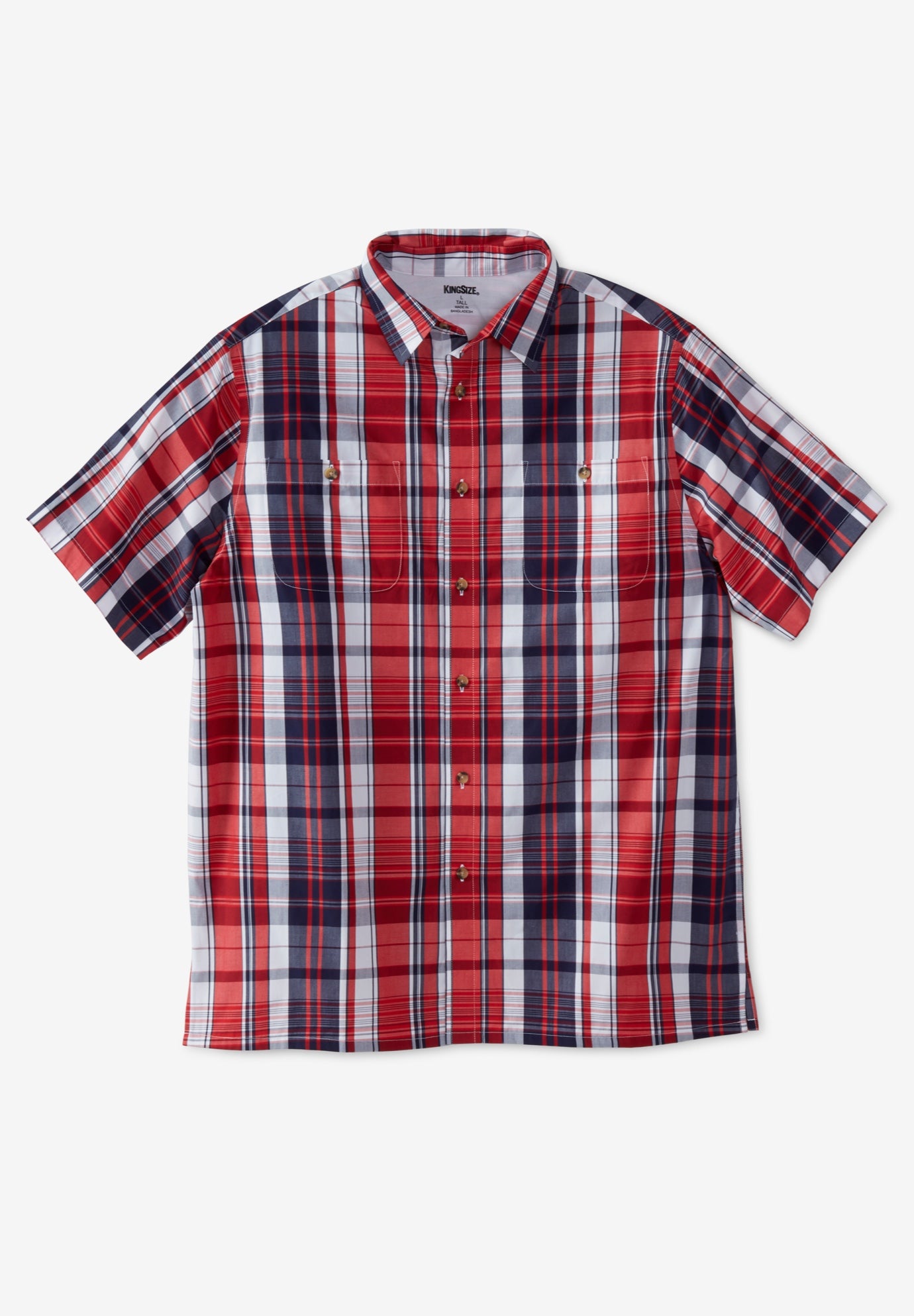Plaid Wrinkle-Resistant Short Sleeve Button Down image number 2