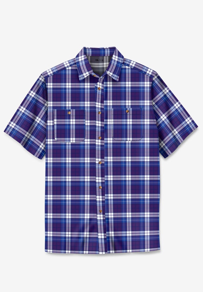 Plaid Wrinkle-Resistant Short Sleeve Button Down image number 4