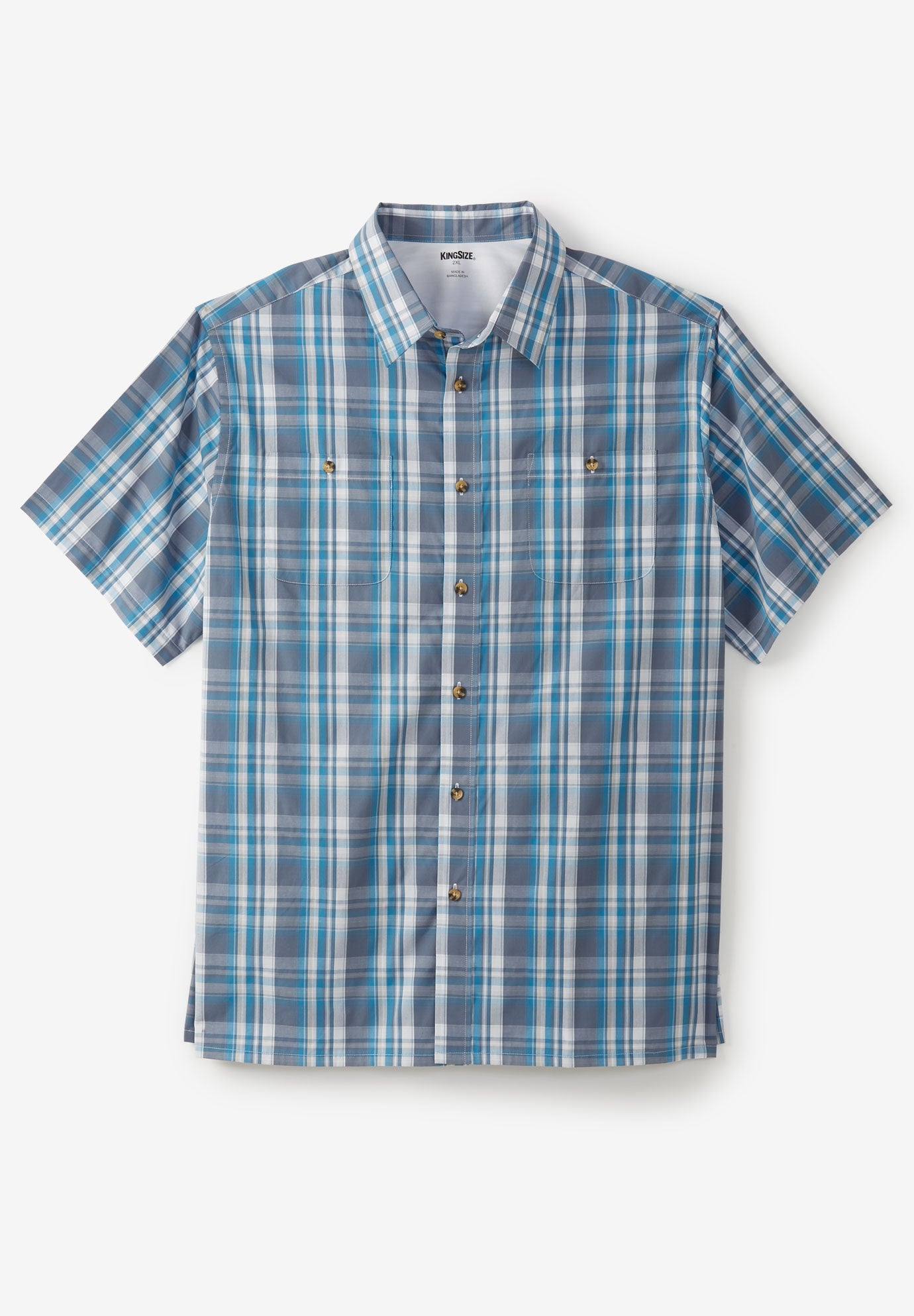 Plaid Wrinkle-Resistant Short Sleeve Button Down image number 4