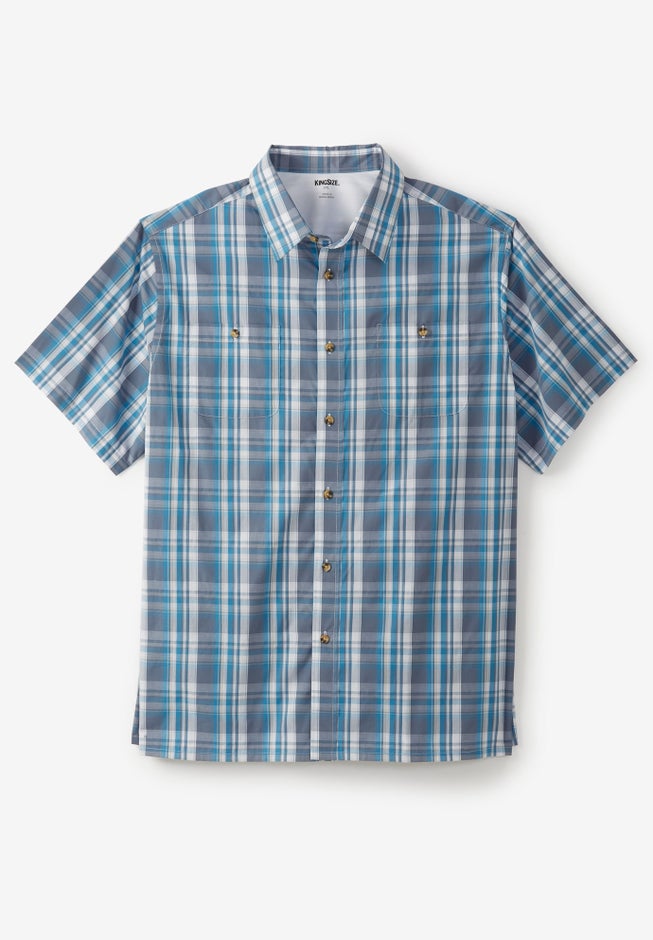Plaid Wrinkle-Resistant Short Sleeve Button Down image number 4