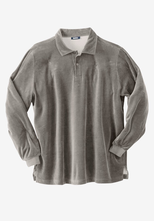Long-Sleeve Velour Polo image number 0