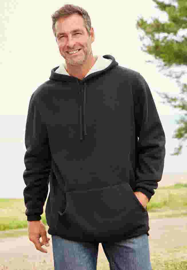 Sherpa-Lined Thermal Waffle Pullover Hoodie image number 1