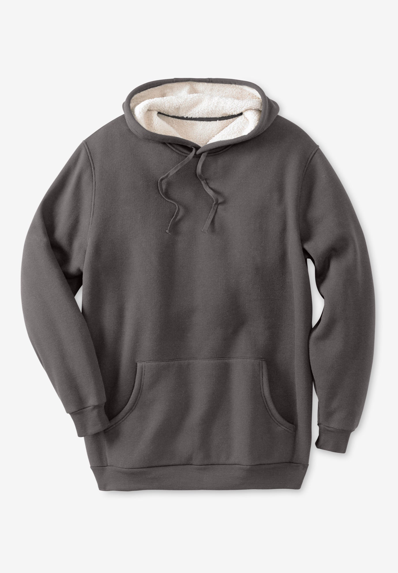 Sherpa-Lined Thermal Waffle Pullover Hoodie image number 0