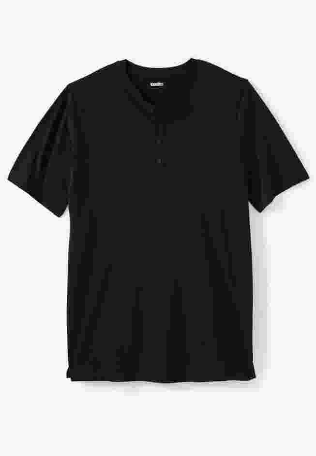 Shrink-Less Longer Length Lightweight Henley T-Shirt image number 0
