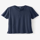 Shrink-Less Longer Length Lightweight Henley T-Shirt image number null