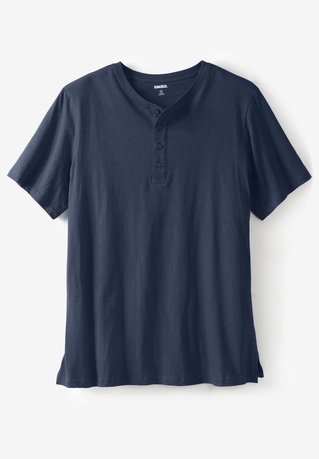 Shrink-Less Longer Length Lightweight Henley T-Shirt image number 0