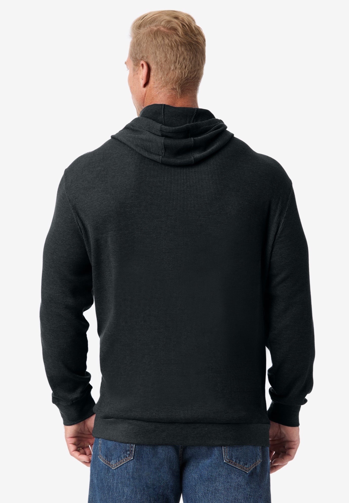 Waffle-Knit Thermal Hoodie image number 3