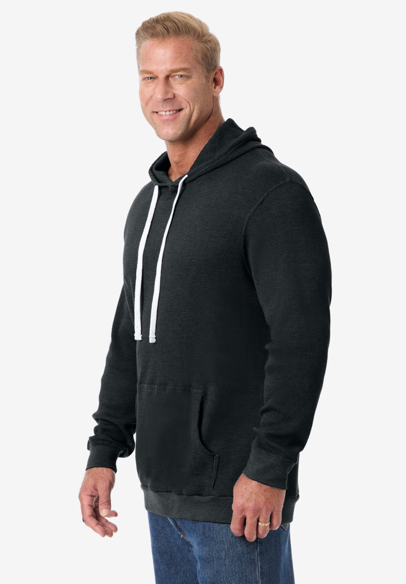 Waffle-Knit Thermal Hoodie image number 2