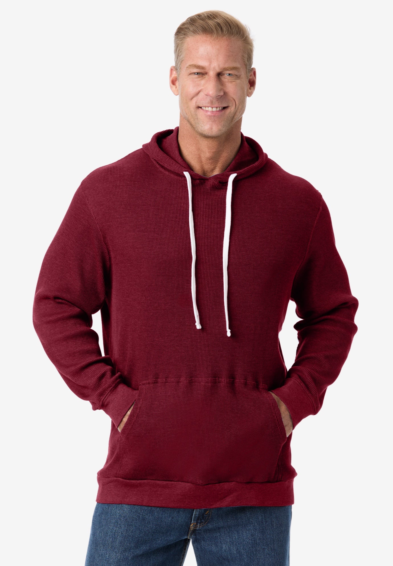 Waffle-Knit Thermal Hoodie image number 0