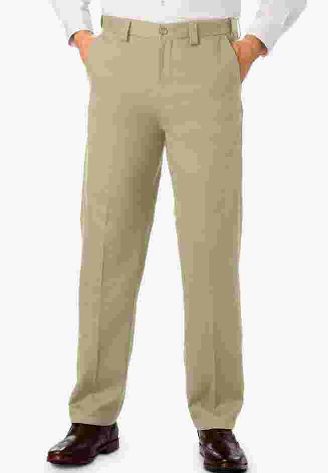 Classic Fit Wrinkle-Free Expandable Waist Plain Front Pants image number 0