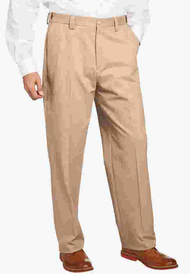 Classic Fit Wrinkle-Free Expandable Waist Plain Front Pants image number 0