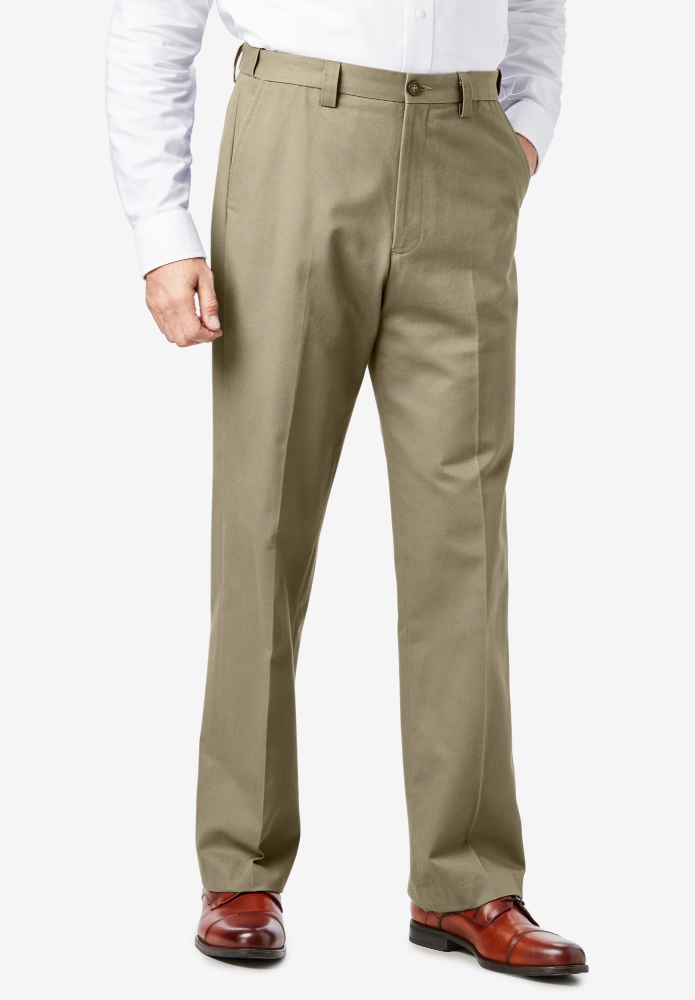 Relaxed Fit Wrinkle-Free Expandable Waist Plain Front Pants image number 0