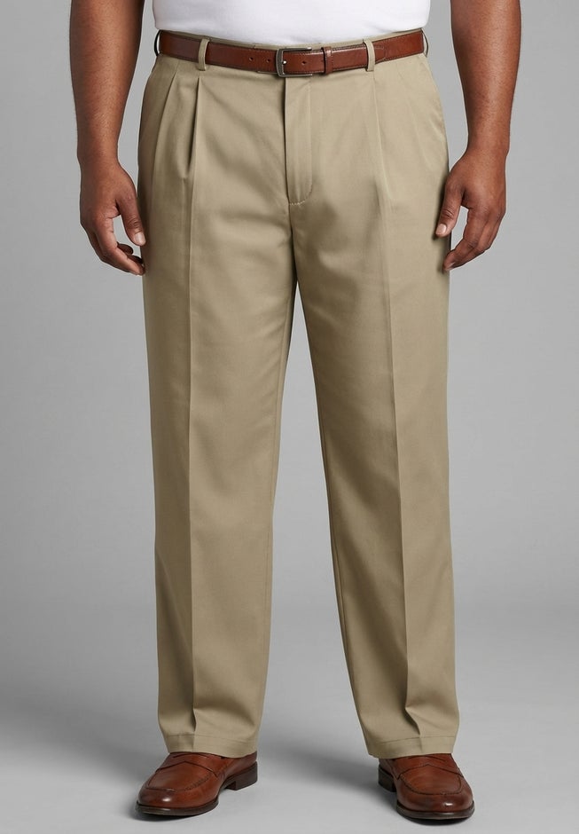 Relaxed Fit Wrinkle-Free Expandable Waist Pleated Pants image number 2