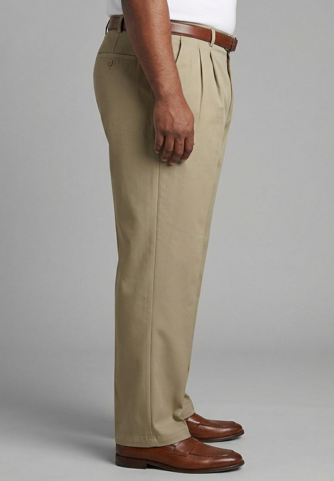 Relaxed Fit Wrinkle-Free Expandable Waist Pleated Pants image number 3