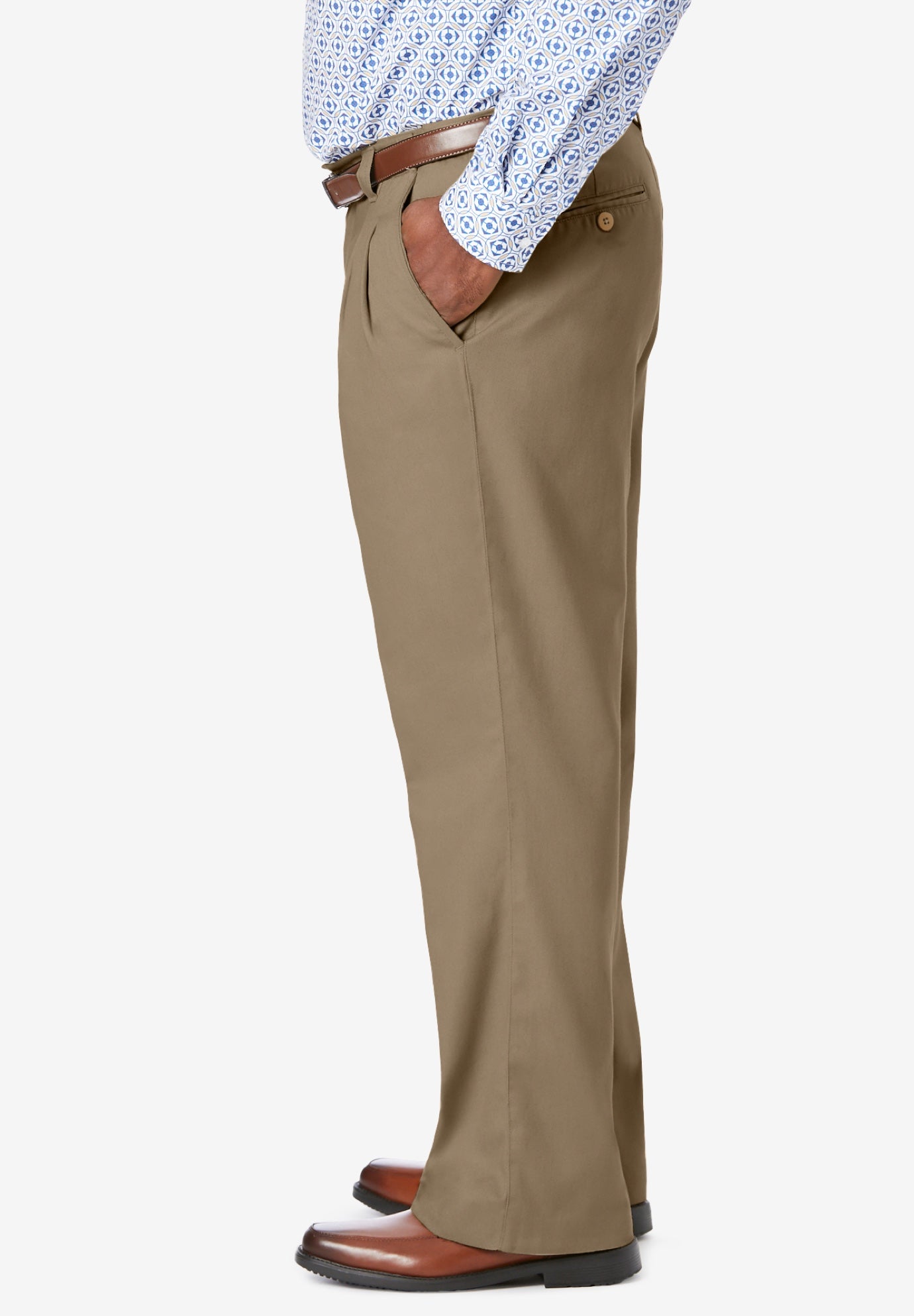 Relaxed Fit Wrinkle-Free Expandable Waist Pleated Pants image number 2