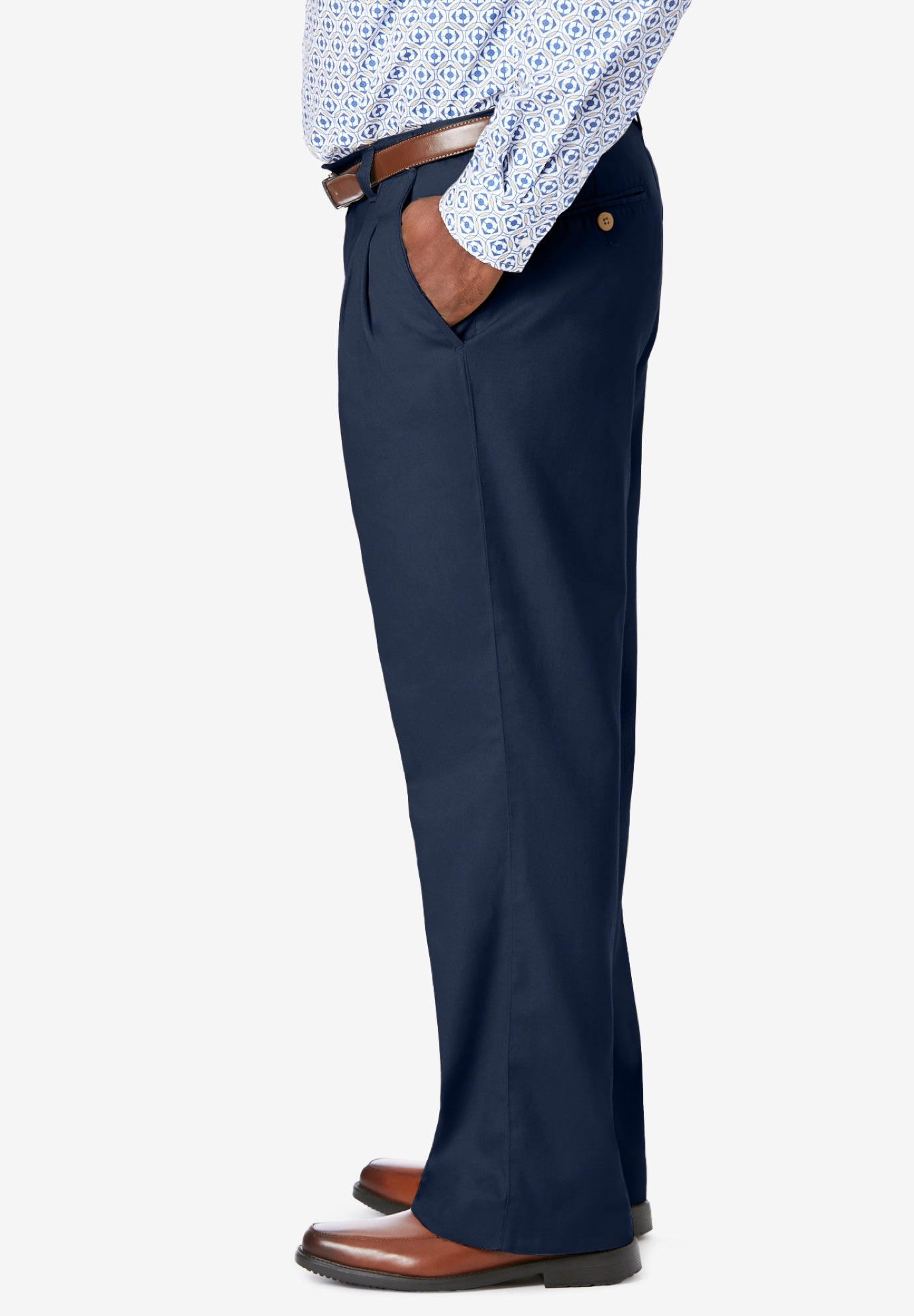 Relaxed Fit Wrinkle-Free Expandable Waist Pleated Pants image number 4