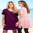 Plus Size Ultimate Cotton V-Neck Short Sleeve Tunic image number null