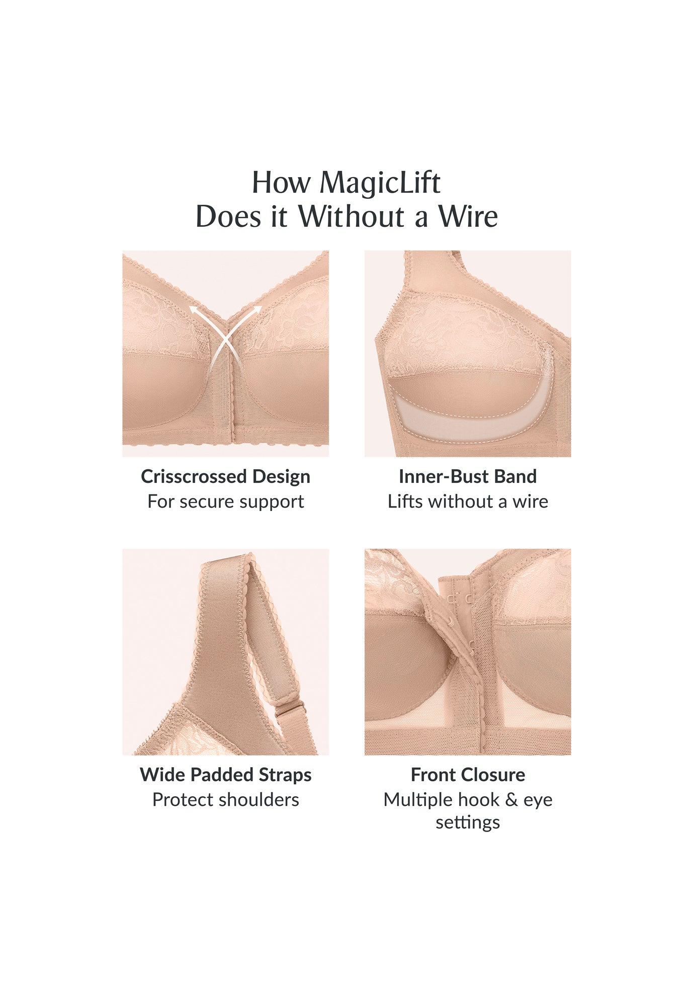 Glamorise&reg; Magic Lift&reg; Front-Close Support Wireless Bra 1200 image number 4