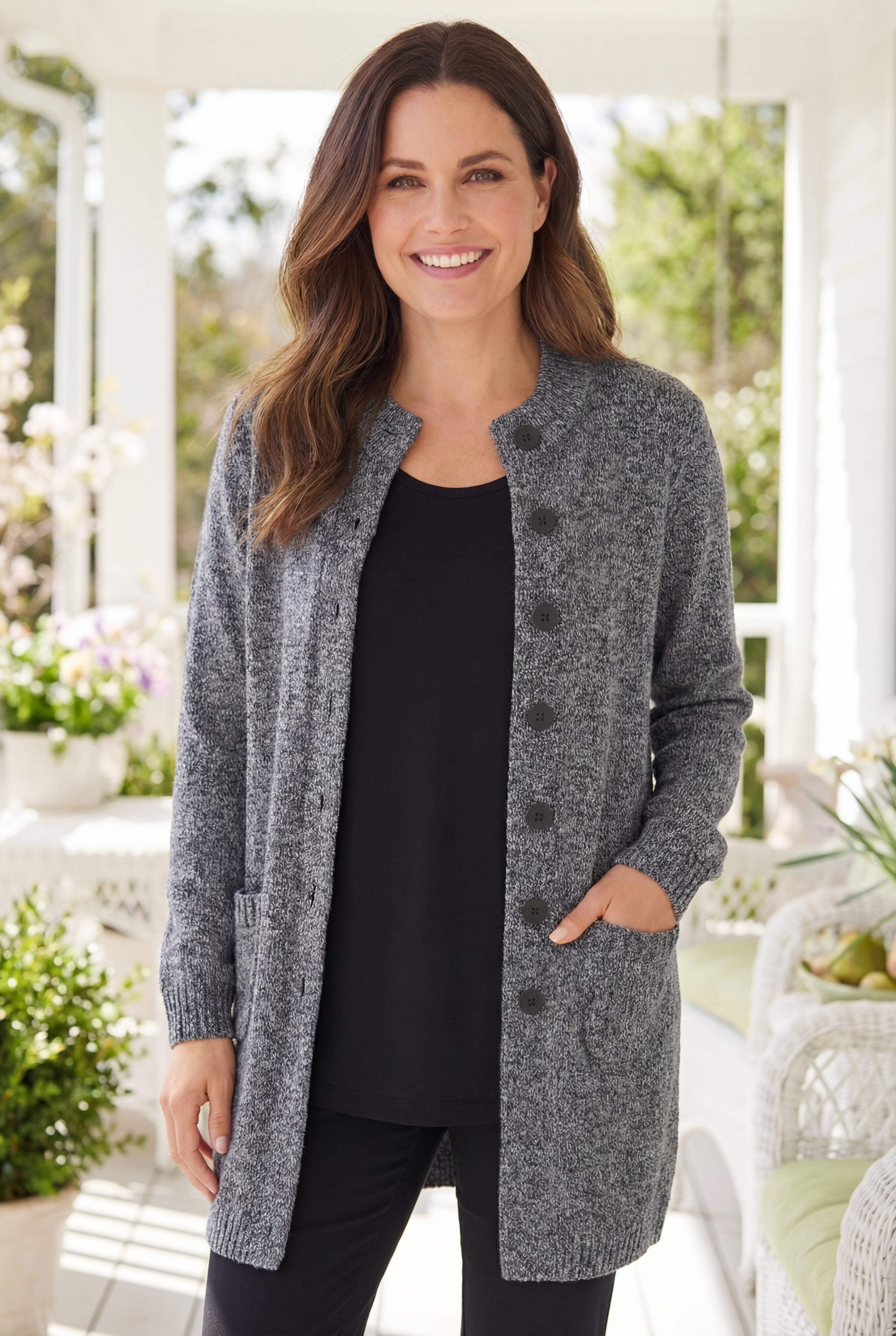 Marled Jacket Duster Sweater image number 0