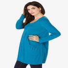 Plus Size Two Pocket Long Sleeve Soft Knit Swing Tunic image number null