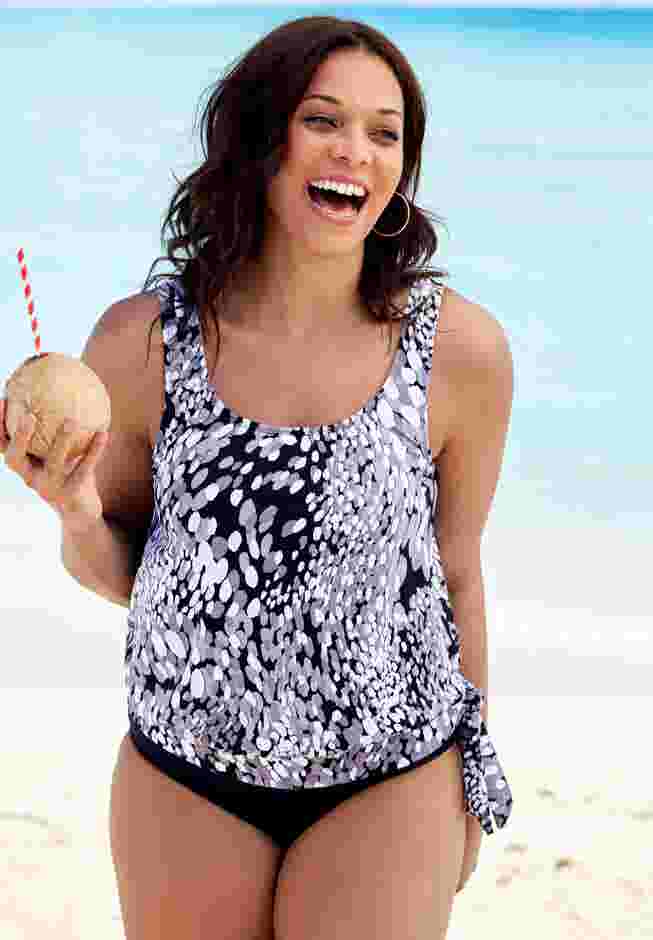 Side Tie Blouson Tankini Top image number 0