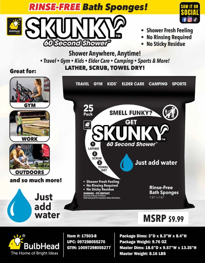 Skunky® Rinse Free Bathing Wipes, Set of 2 image number null
