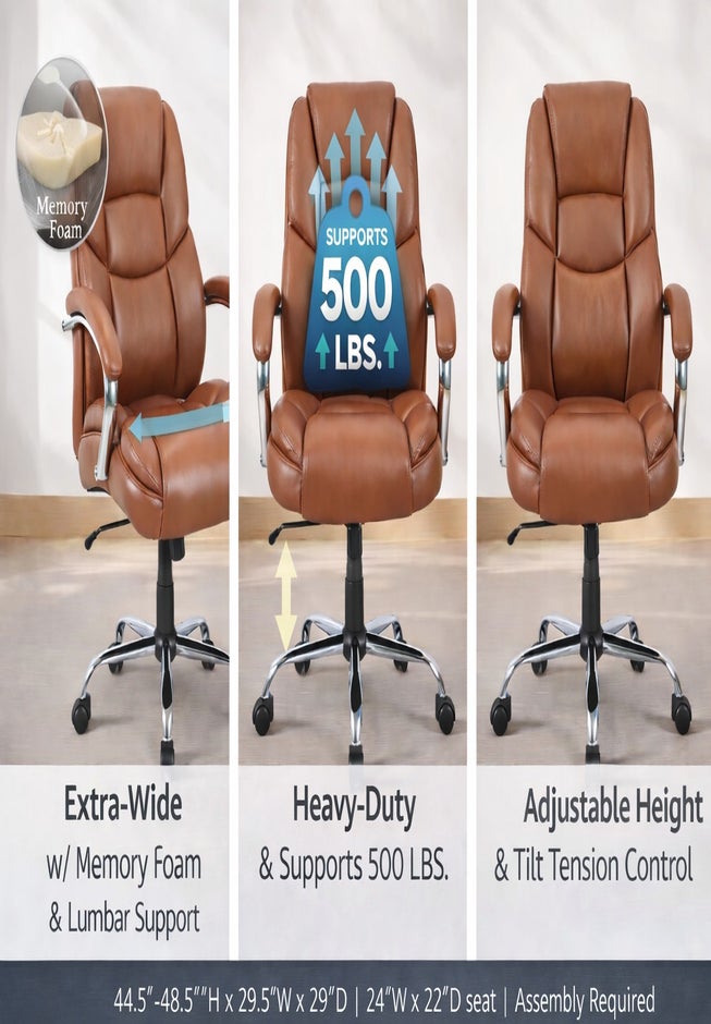 500 lbs. Weight Capacity Memory Foam Office Chair image number 1
