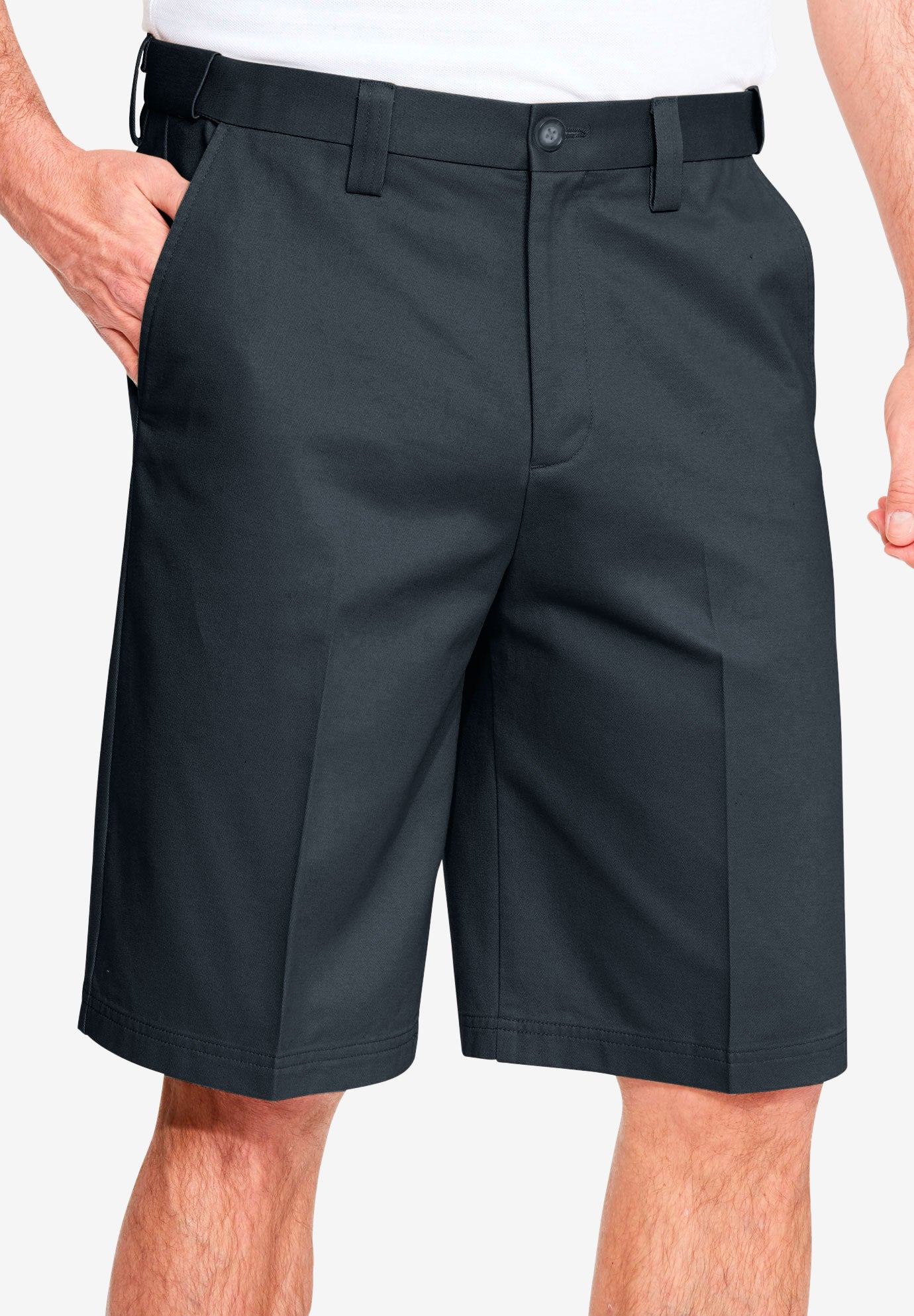 Wrinkle-Free Expandable Waist Plain Front Shorts image number 0